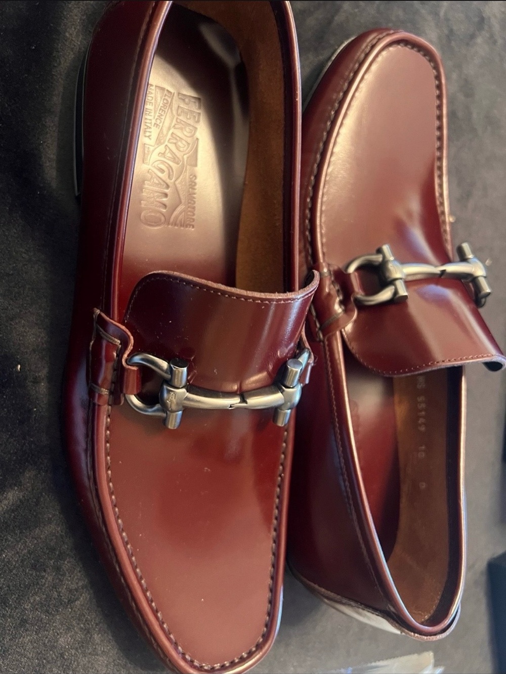 Salvatore Ferragamo Men's Burgundy Leather Bit Loafers